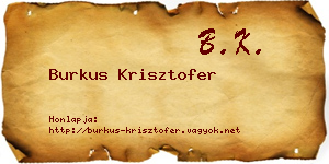 Burkus Krisztofer névjegykártya